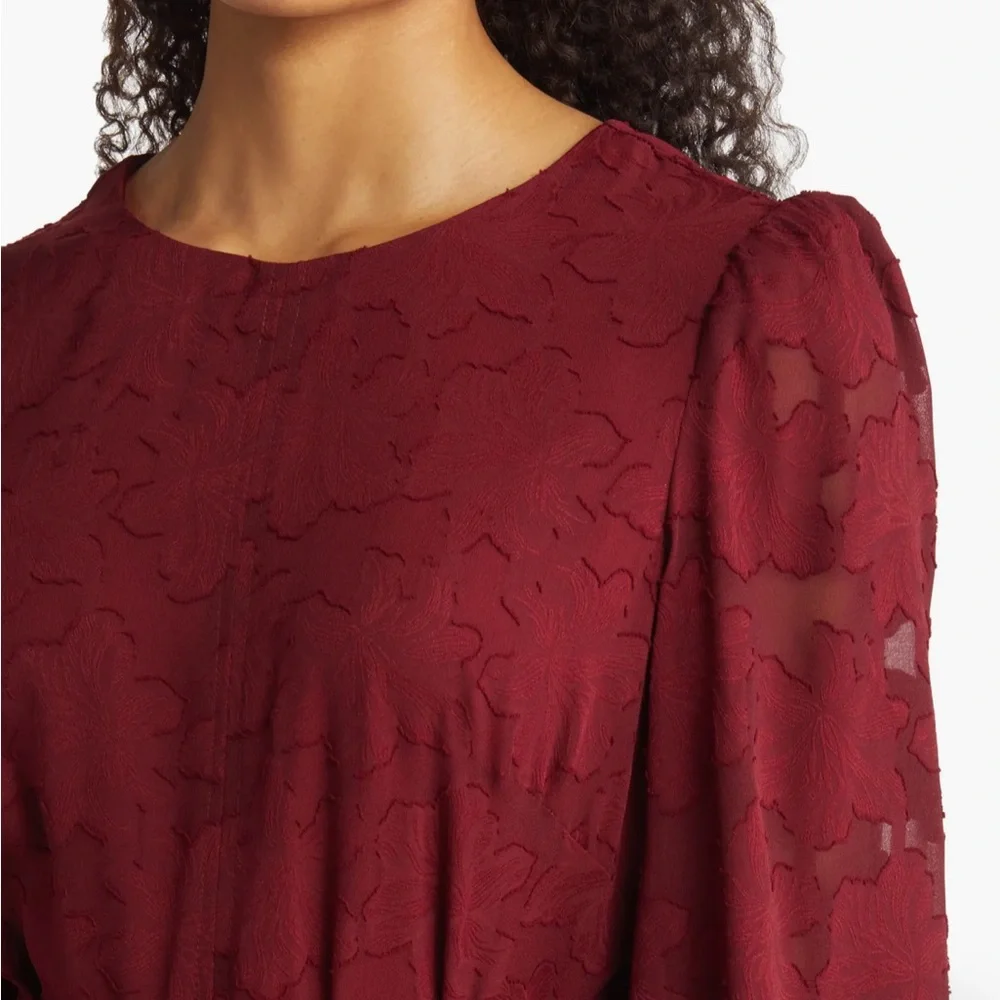 Eliza J Floral Burnout Long Sleeve Fit & Flare Dress NWT - Picture 3 of 13